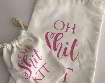 Oh Shit Kit Personalized Favor, Wedding Favor Bag, Guest wedding bag, Bridesmaid gift, bachelorette gift, custom favor bag,Duck Cloth Bag