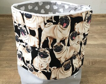 Knitting Organizer, Knitting project bag, Knit Bowl, Project Bag, Knitting Needle Organizer, Yarn Tote, Puppy Dog, Dog Print Knitting Bag