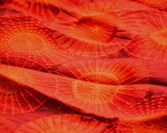 Vintage Japanese silk kimono fabric 110 cm x 36 cm orange bangasa umbrella woven 43" x 14"