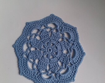 vintage sky blue crochet doily