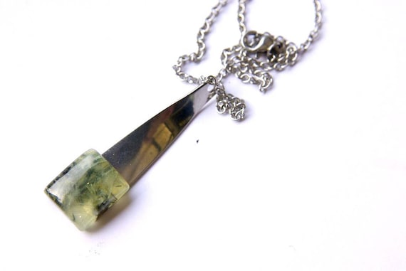Prehnite Pendant, Prehnite Jewelry, Sterling Silver Chain, Prehnite Necklace, Prehnite Gemstone, Crystal healing