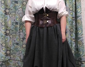 Leather under the bust corset, wench, pirate, garb, reenactment, renaissance, SCA, LARP, Cosplay, costume