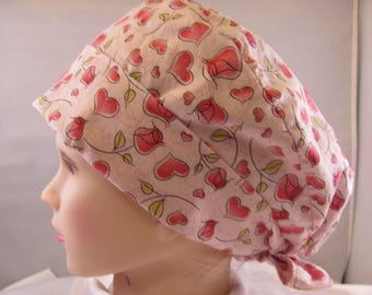 Women's Pixie Scrub Hat Hearts and Roses