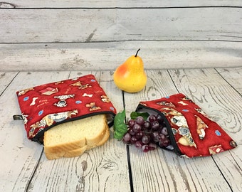 reusable Sandwich Bag and Snack Bag, Dog sandwich Bag, Reusable Pouch, Eco-Friendly Bag, Reusable Snack Bag