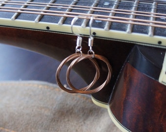 Mandolin string earrings, recycled
