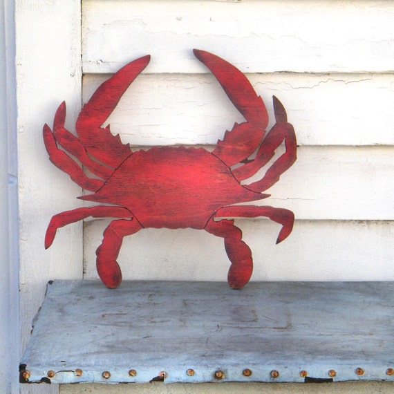 Crab Wall Decor Wooden Crab Decor Coastal Decor Wood Crab Wall
