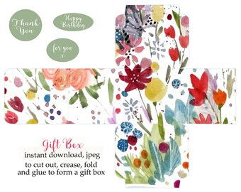 gift box, printable, watercolor clip art, watercolor, printable gift box, instant download