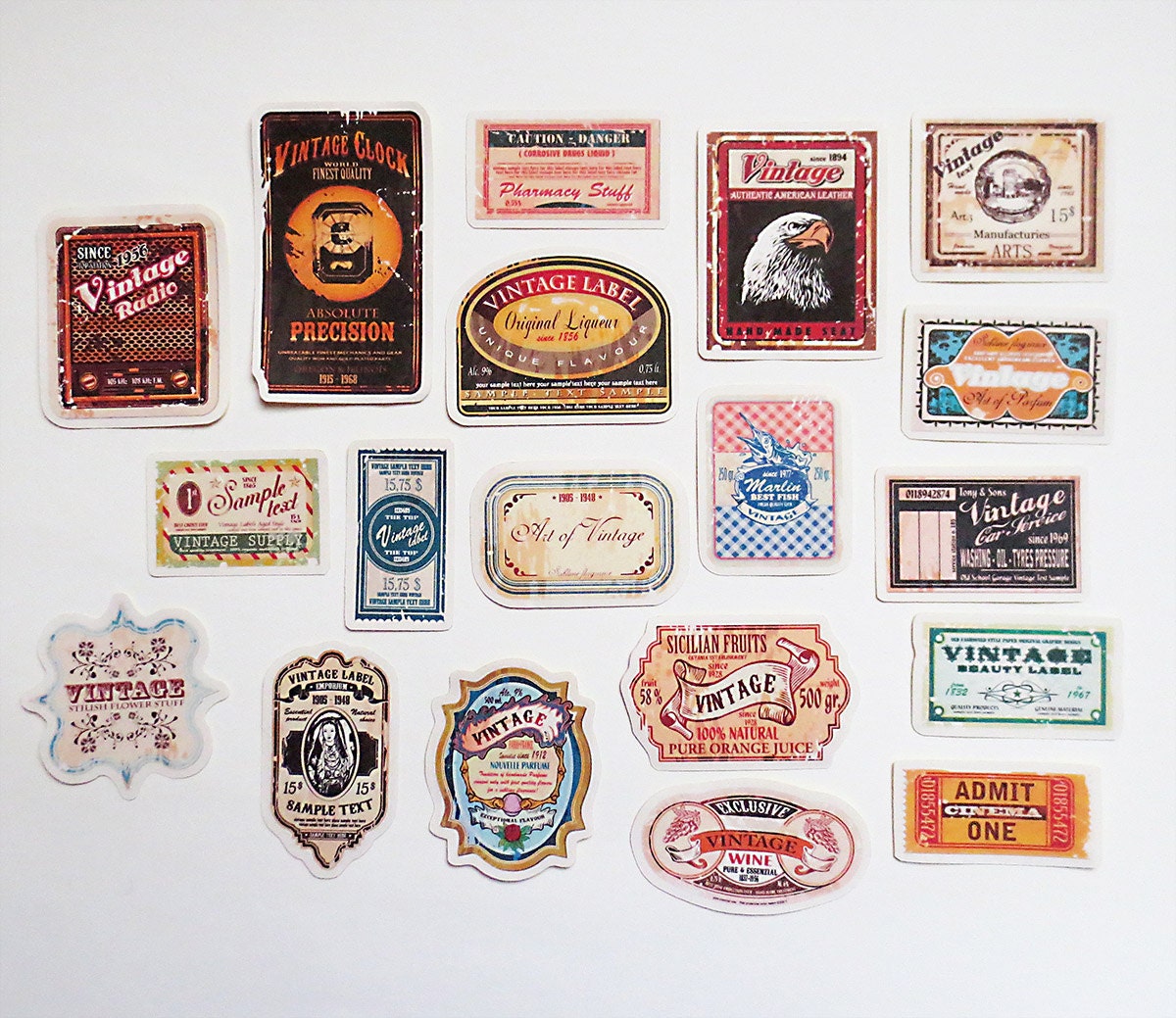 Vintage Labels Planner Stickers Pack Vintage Objects