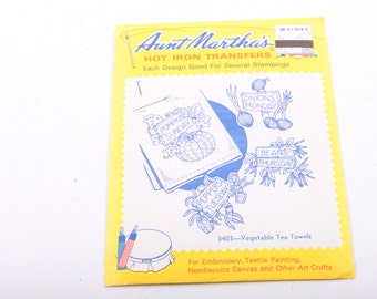 Days of the Week, Aunt Martha's, Hot Iron Transfers, Embroidery, Arts, Crafts, Vegetable Tea Towels ~ The Pink Room ~ 170101