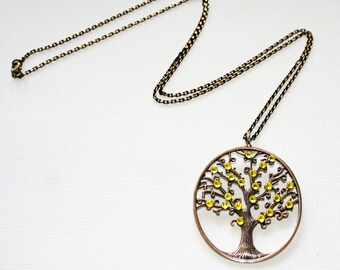 Tree of Life Pendant Necklace with Swarovski Crystals, Birthstone Jewelry