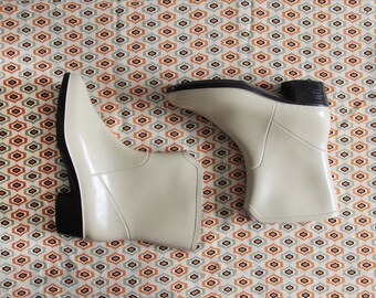 Vintage 70s Rain Ankle Boots Galoshes Waterproof Rubber