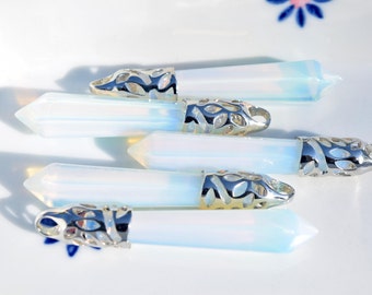 Opal Crystal Pendant - Silver Bail Healing Crystal - Opalescent Point Crystal Pendants With Silver Toned Bail - Opal Point Pendant - SC47
