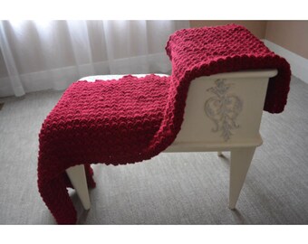Red crochet blanket, crochet afghan