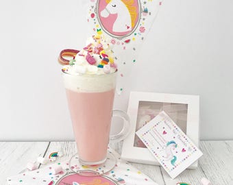 Unicorn Hot Chocolate Kit - DIY Kit - Unicorn Party Bag Favour - Unicorn Lovers Gift - Foodie Gift - Christmas Eve Box Filler