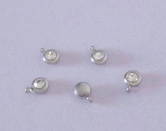 2 charms stainless - Crystal rhinestones