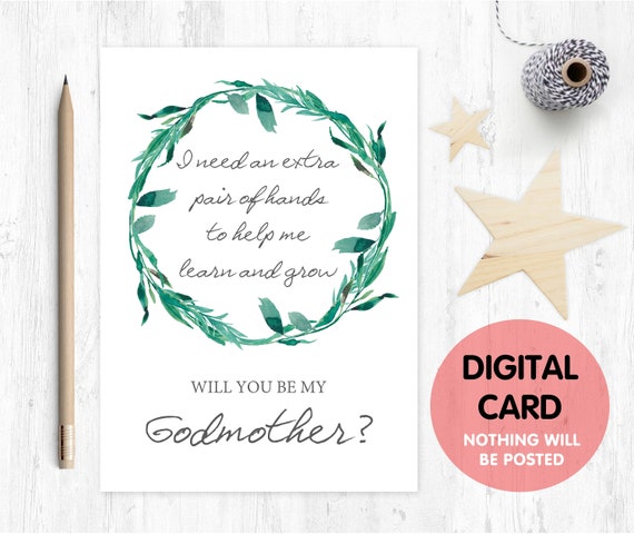 PRINTABLE will you be my godmother card, godmother card, printable godmother card, godmother poem proposal i need an extra pair of hands