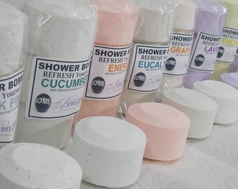 SHOWER BOMBs PK of 3 - ReFresh Yourself - Aromatherapy: Lavender, Energy, Eucalyptus, Rosemary Mint, Peppermint, Lemongrass, Jasmine n More