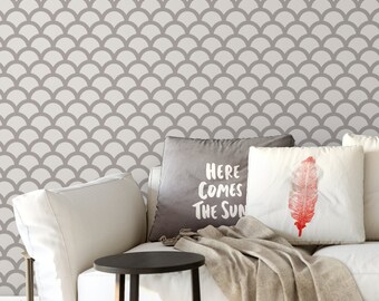 Fish Scale Stencil - Reusable DIY Craft Wall Stencils of a Scallop Fish Scale Pattern