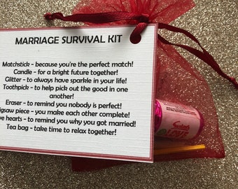 MARRIAGE personalised survival kit, keepsake, novelty gift, his and hers gift, anniversary gifts, wedding gift, wedding favours,