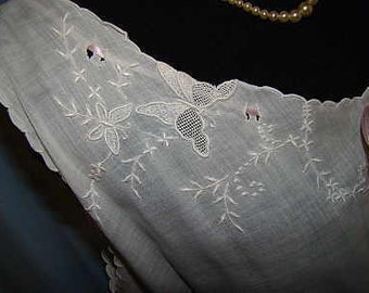 Very sweet Edwardian Chemise/ night gown, hand made with embroidered lace around the neck .
