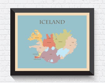 Iceland Map, Iceland Poster, Iceland Print, Iceland Art, Iceland Map Print, Iceland Wall Art, Map of Iceland, Iceland Decor, Iceland