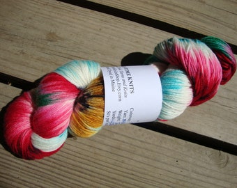 Hand Dyed Yarn MCN Merino, Cashmere, Nylon Sock Weight "Hollyhock"