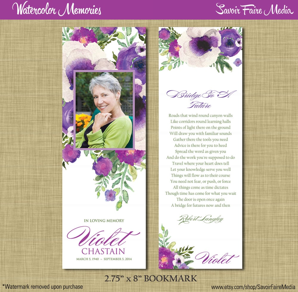 Funeral Memorial Bookmark and Prayer Card // Printable