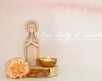 Our Lady of Lourdes - Virgin Mary Shrine Prayer Altar Statue, Mother Goddess, Meditation Space, Mother Mary, Fertility Goddess