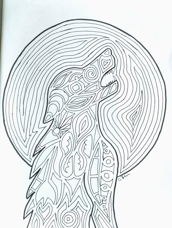 Werewolf Adult Coloring Page 8x10 Printable