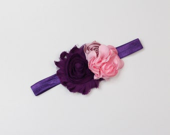 Plum and Pink Floral Headband