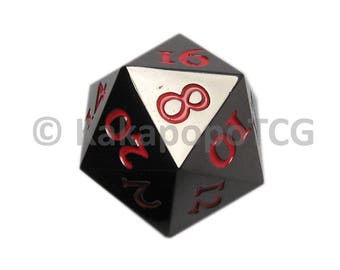 Metal Standard D20 Dice Black Steel Finish Extra Large Extra Heavy DND Dungeons and Dragons