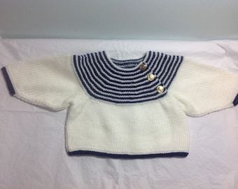 Hand knit shortie baby sweater