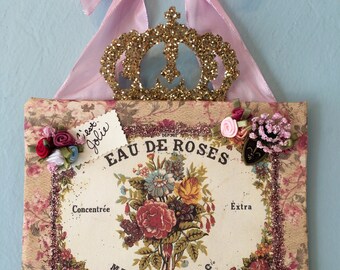 French Inspired wall hanging | French Plaque | Floral decor | French Perfume decor