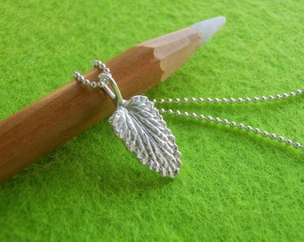 Catmint Leaf Jewelry - Pure Silver Real Leaf Pendant, Sterling Ball Chain Necklace, Herb Jewelry, Gift for Cat Lover
