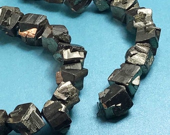 Iron Pyrites organic shaped crystalline beads