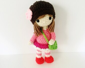 Crochet Doll / Amigurumi Stuffed Girl Doll Toy / Rose