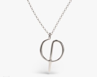 science jewelry: silver Phi golden ratio necklace - 3D printed math pendant - wearable mathematics - golden ratio - Fibonacci sequence