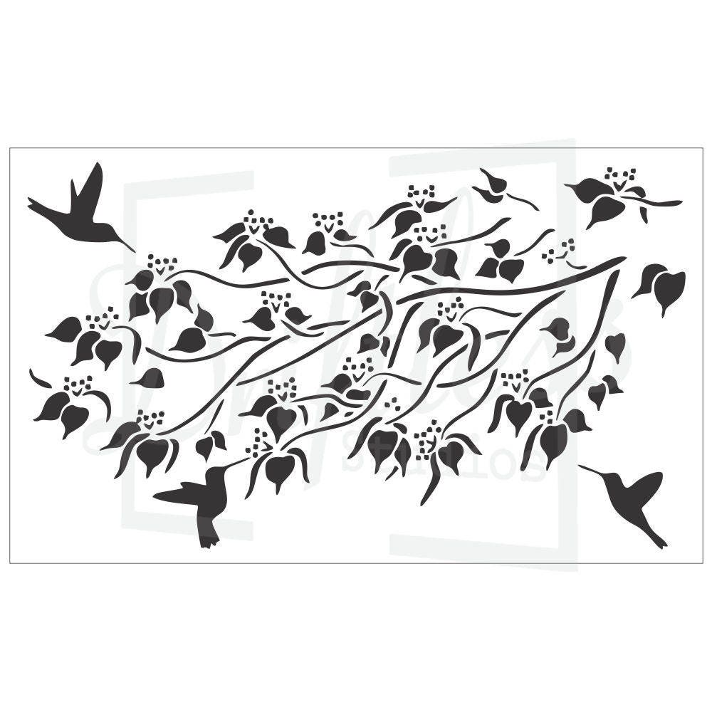 Tree with Birds Stencil Tree Stencil Bird Stencil Family