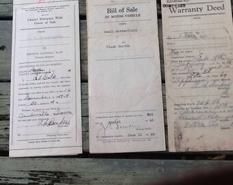 1940s Deeds Warranty & Bill of Sale