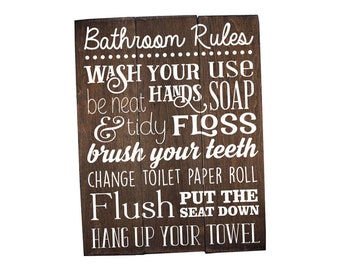 Bathroom Rules Sign Bathroom Rules Sign Rustic Kids Bathroom Art Kids Bathroom Decor Rustic Bathroom Sign Bathroom Wall Art