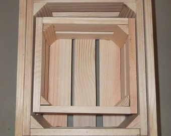 Three Nesting Liteweight Wood Crates, For Storage Or Crafts, Made by ReWood Products LLC From Reclaimed Douglas Fir