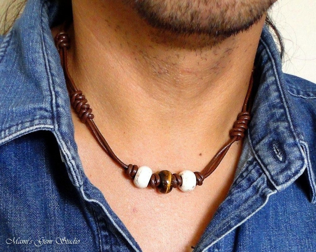 Handcrafted Mens Leather Necklace Men S Choker Brown   Il Fullxfull.900259221 Pzp0 