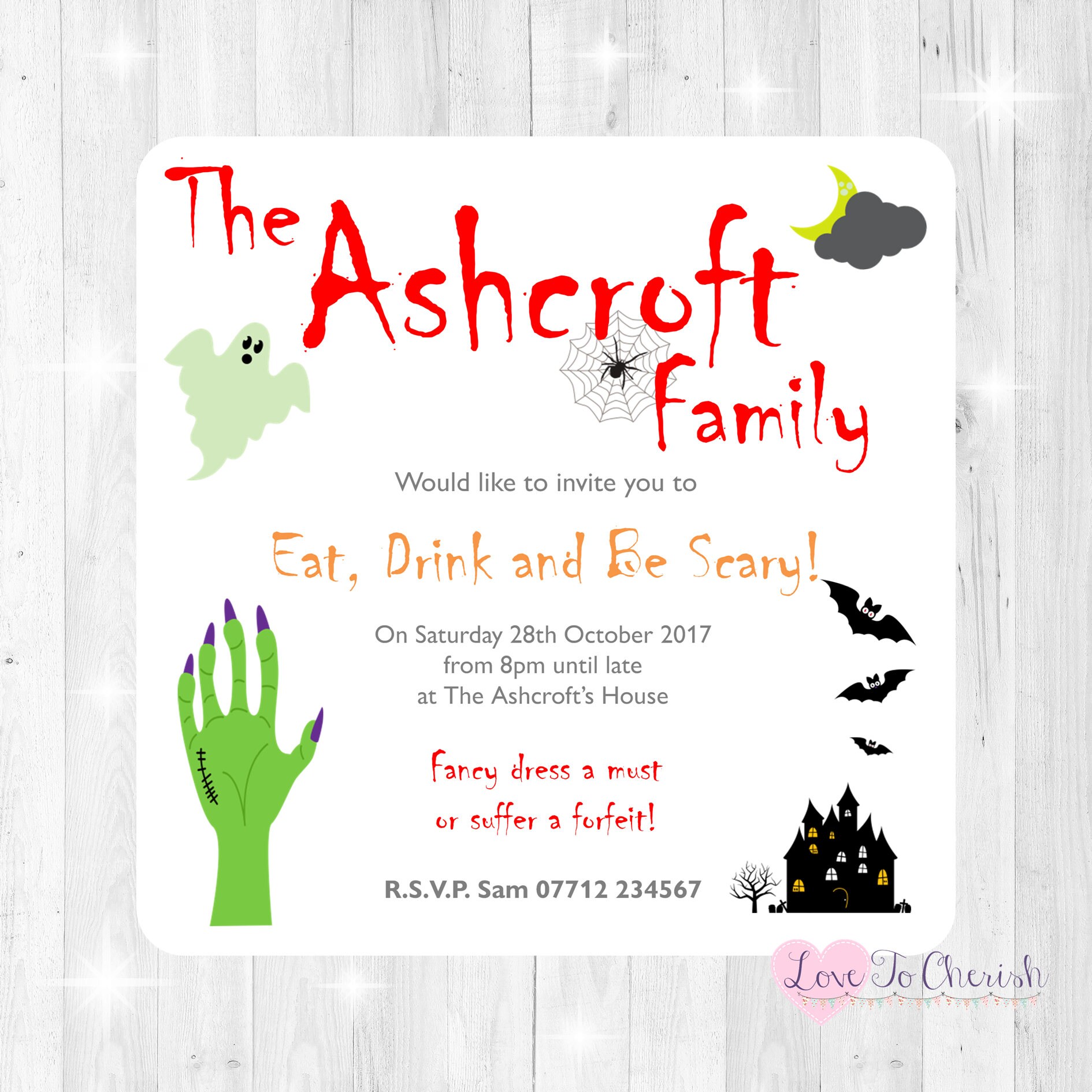 halloween personalised invites house