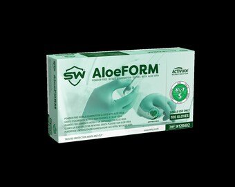 AloeForm® Nitrile ACTIValoe® Aloe Coated Powder-Free Exam Gloves, Non-Sterile, Non-Latex | Convenient Dispenser Pack of 100 Gloves.
