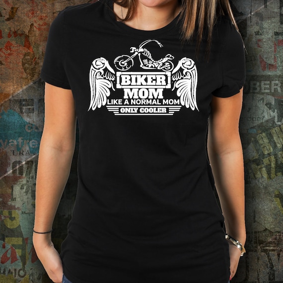 T-Shirt Biker Mom Motorcycle Skeleton Bike With Wings