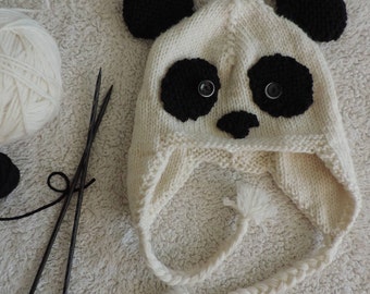 Toddler/Kids Panda Knit Earflap Hat