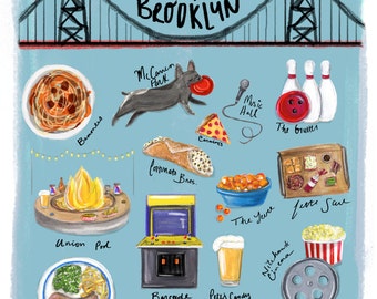 8x10 Williamsburg Brooklyn Art Print. Illustration. Brooklyn Art