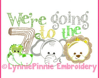 We're Going to the ZOO Colorwork Embroidery Design 4x4 5x7 6x10 Machine Embroidery Design File
