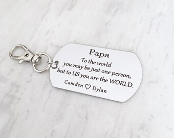 Father's Day Gift for Grandpa - Personalized Grandpa Keychain - Gift from Grandkids - Engraved Stainless Steel Custom with Grandkids Names