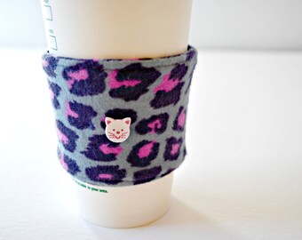 Cat Coffee Cozy, Cup Cozy, Home and Living Cozy, Housewares Cozy, Reusable, Ecofriendly Cozy, Handmade Coffee Sleeve, Valentines Day Gift